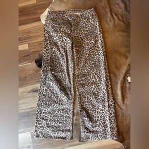 Leopard Print Wide-Leg Pants